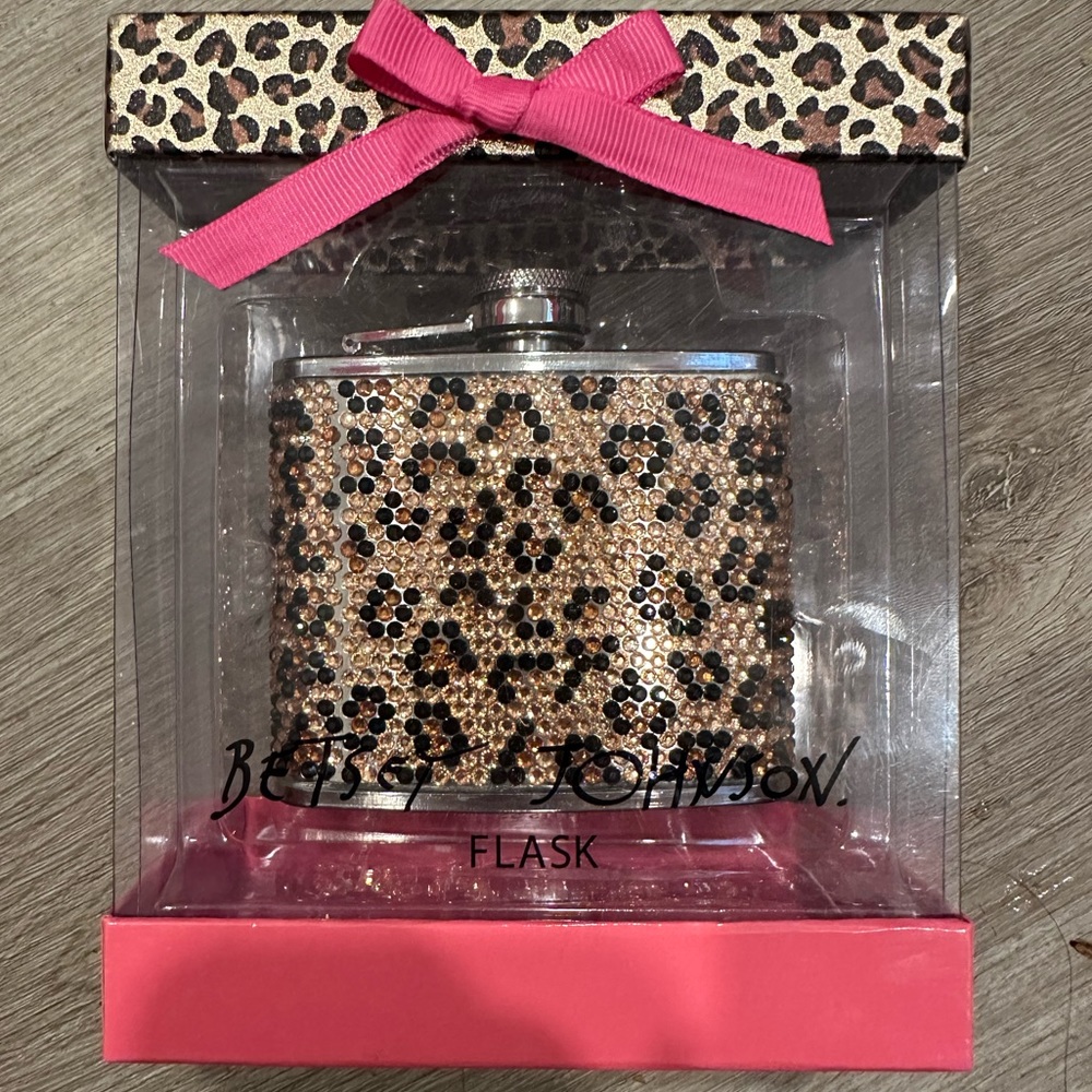 Betsey Johnson Leopard Rhinestone Flask